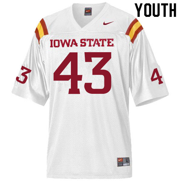 Youth #43 Jared Rus Iowa State Cyclones College Football Jerseys Sale-White - Click Image to Close